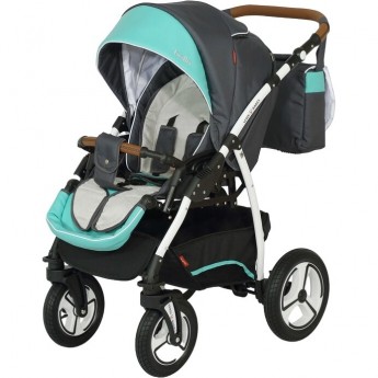 Коляска VERDI Bello, темно серый с голубым Коляска VERDI Bello, темно серый с голубым